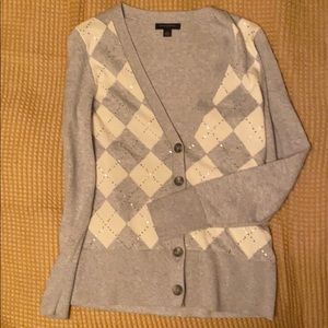 Banana Republic Argyle Sequin Cardigan